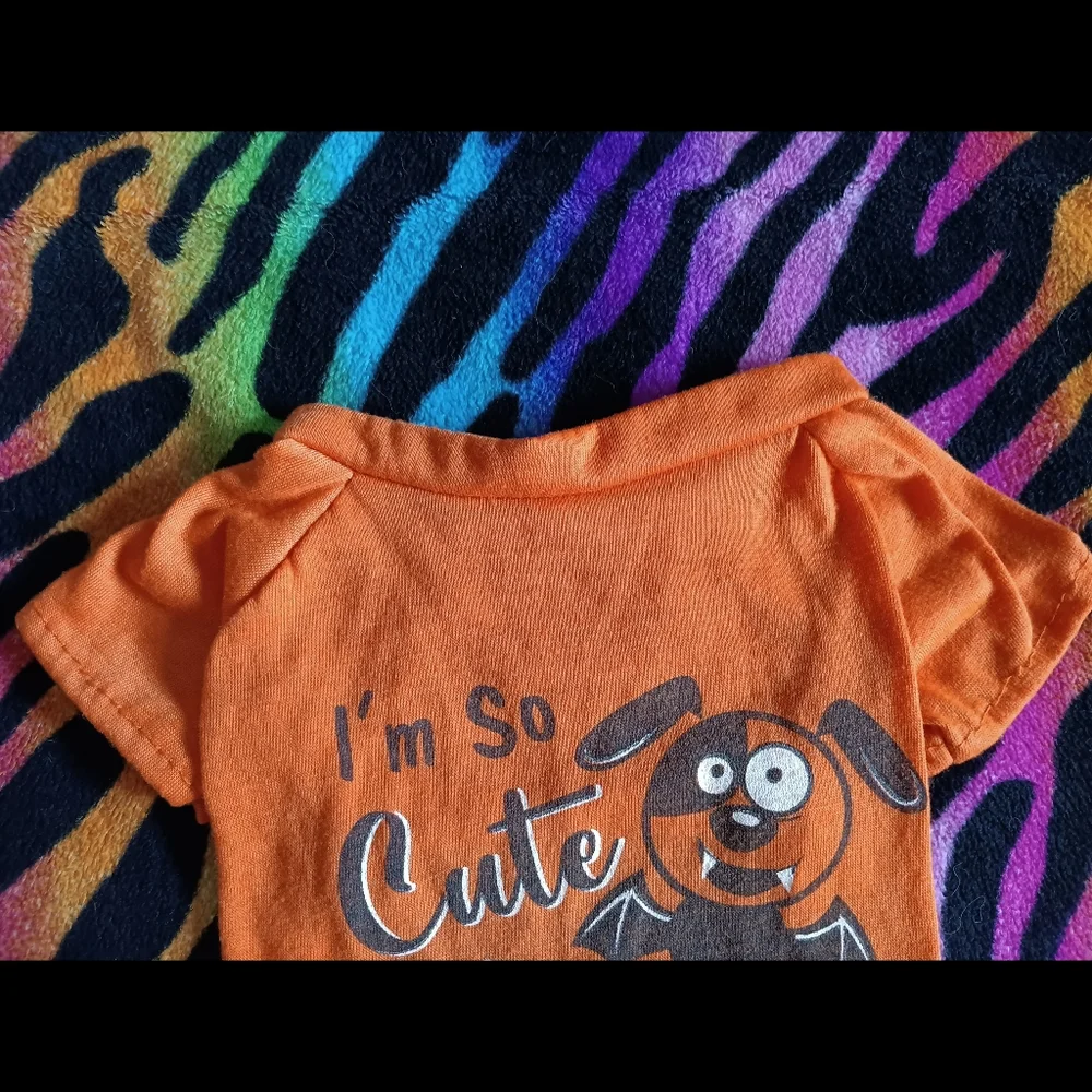 🧡🖤 *4/$15* Halloween Dog T-Shirt XS Orange Black Pet Bat